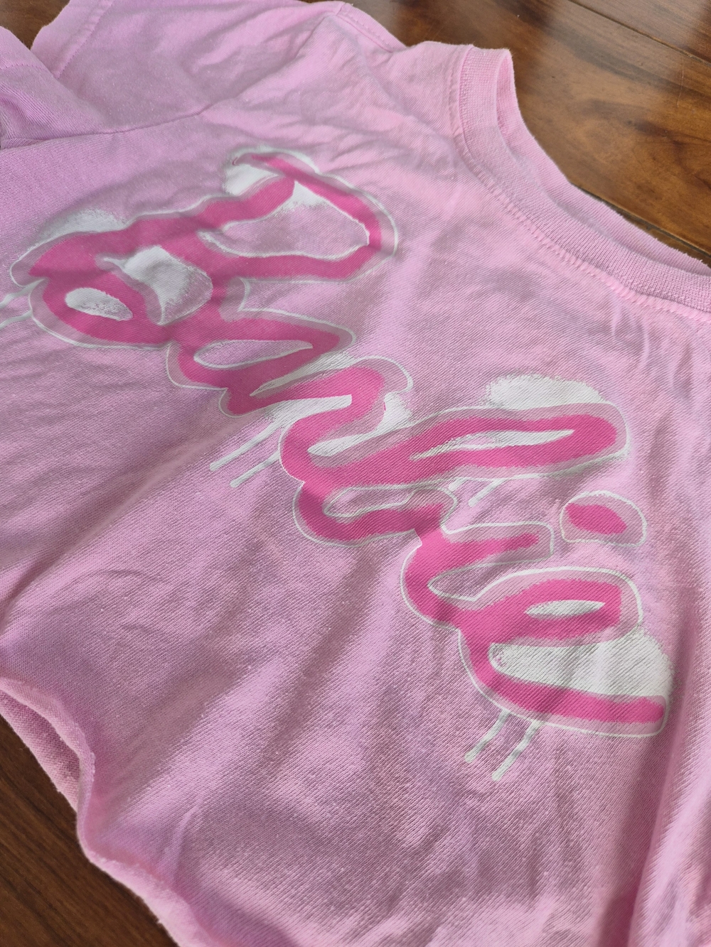 Barbie Pink Graphic Cropped Tee | Custom Raw Hem Top (Fits XS) - Picture 8 of 16